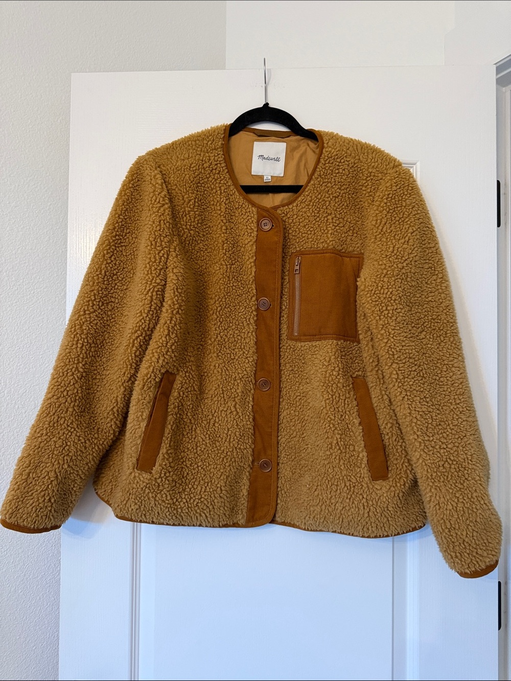 Madewell Caramel Teddy Sherpa Button Jacket